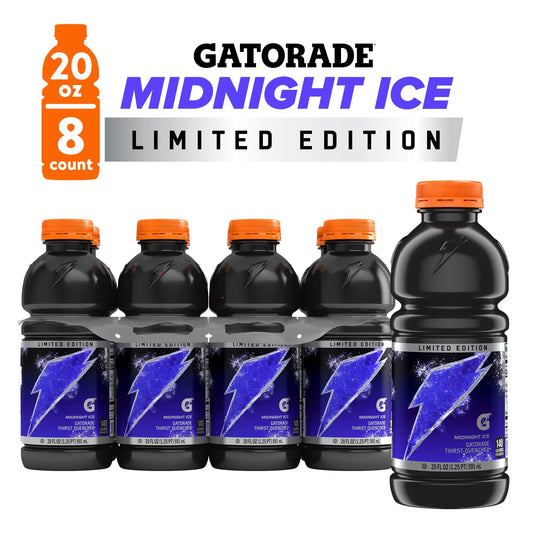 Gatorade Thirst Quencher Midnight Ice Sports Drink, 20 fl oz, 8 Count Bottles - Limited Edition - ULTRA RARE