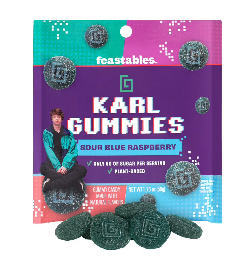 NEW MR BEAST ! Feastables Karl Gummies Candy Sour Blue Raspberry