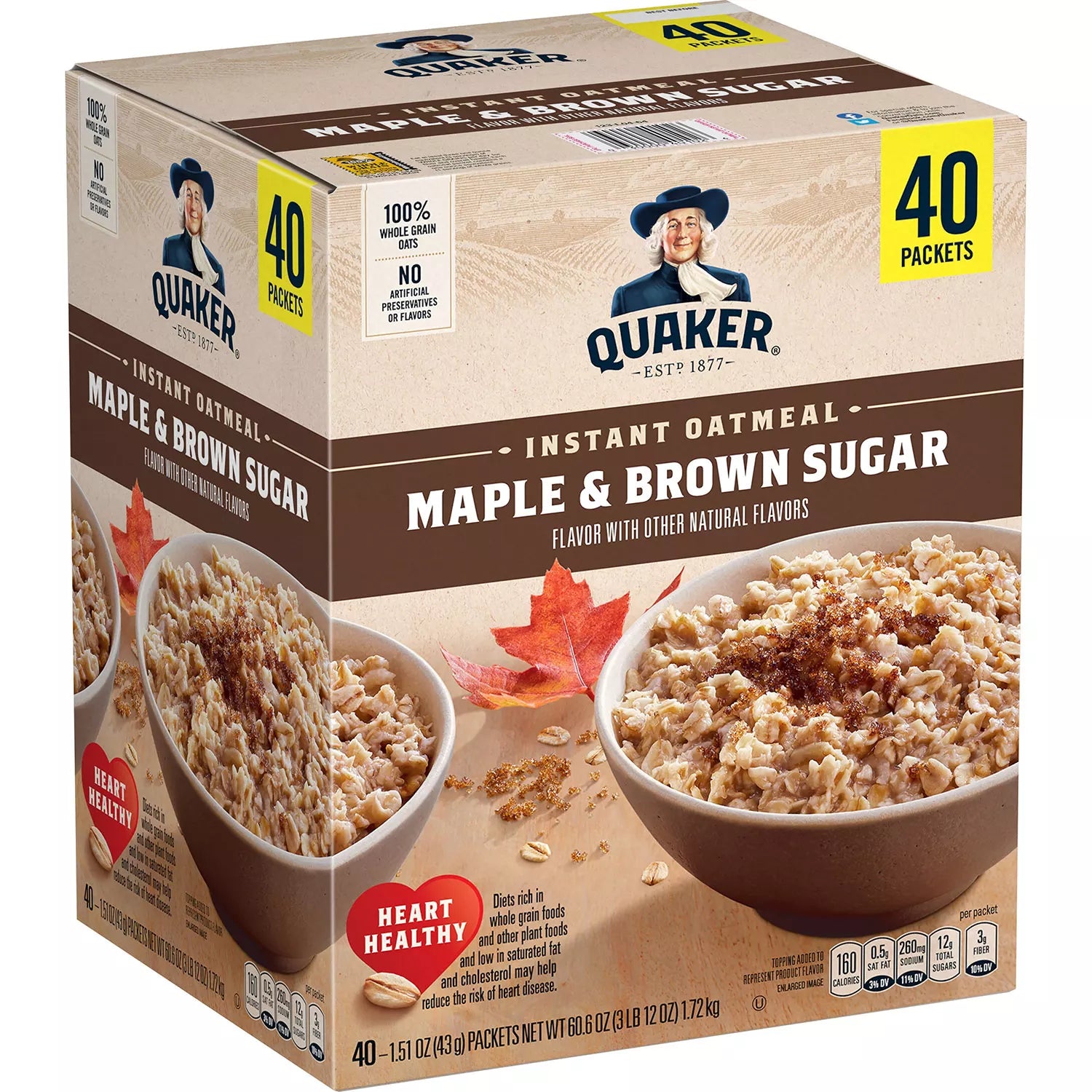 Quaker Instant Oatmeal Cups Variety Pack - 12 pack, 1.68 oz cups