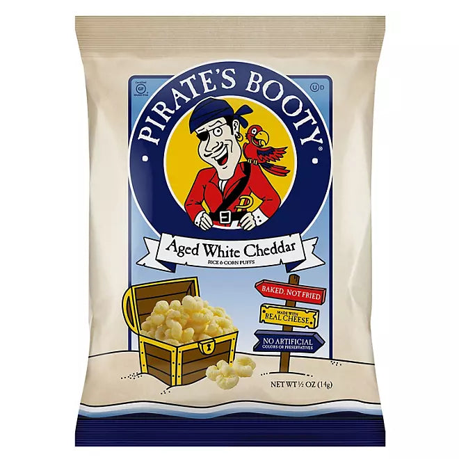 Pirate's Booty Aged White Cheddar Snack, 0.5 oz, 40-count