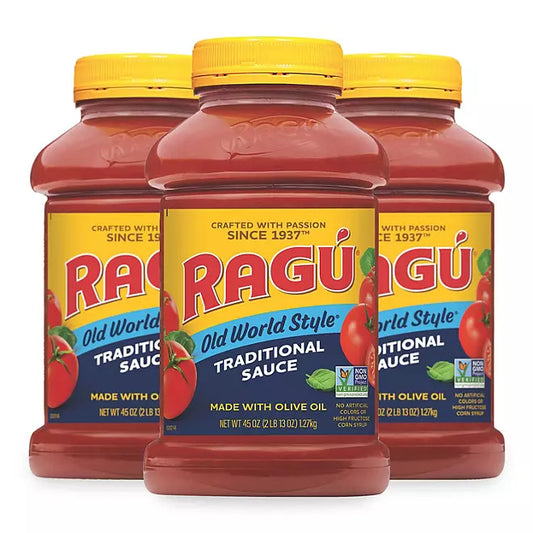 Ragu Old World Style Traditional Pasta Sauce - 45 oz - 3 pack - 3.81 KG - 8.4 Lbs - RARE