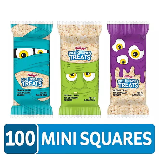 Kellogg's Rice Krispies Treats Halloween Mini Squares - 100 Square - GLOW IN THE DARK - Limited Edition - Halloween Candy 2024 - RARE