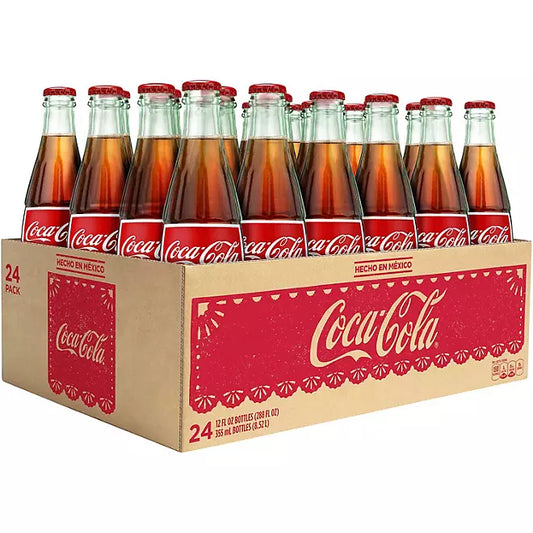 Coca-Cola Hecho en Mexico - Made with Real Cane Sugar - Glass Bottles - 12 fl. oz., 24 pack - Mexican Coke - Imported - Ultra Rare