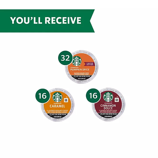 Starbucks K-Cup Coffee Pods, Fall Variety Pack, 64 count Pods - Limited Edition