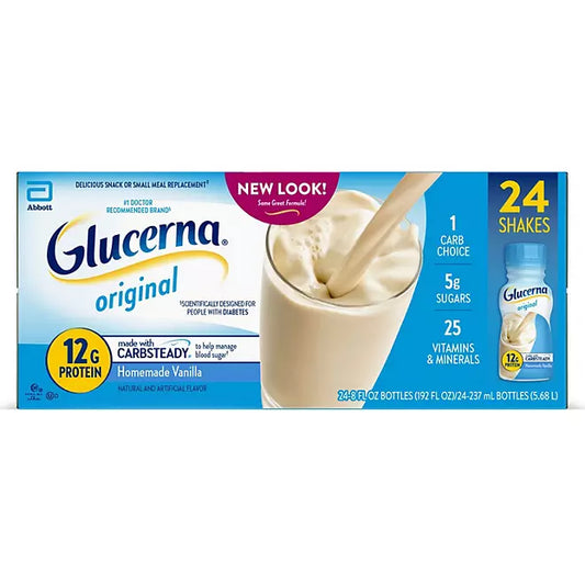 Glucerna Nutritional Shake, Protein Small Meal Replacement Shake, 12g Protein, 180 Calories, Homemade Vanilla, 8 Fl Oz (Pack of 24)