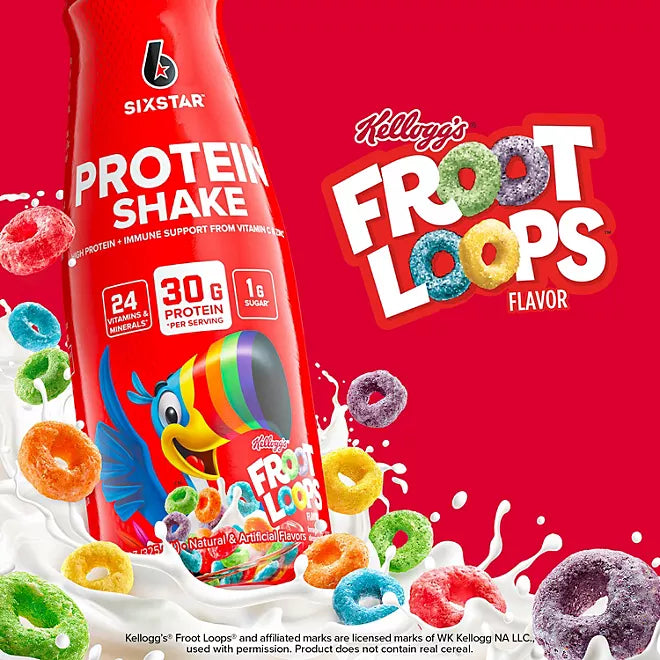 Six Star Kellogg's Froot Loops Protein Shake (15 Bottles)  11 oz 325 mL