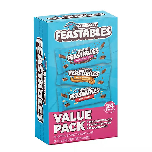 Feastables MrBeast Variety Pack Milk Chocolate Bars, 1.24 oz., 24 pack - Wholesale - Limited Edition