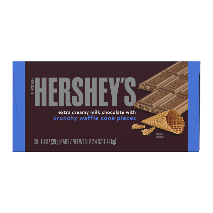 HERSHEY'S Milk Chocolate with Waffle Cone Pieces Candy Bars, 1.4 oz (36 Count)