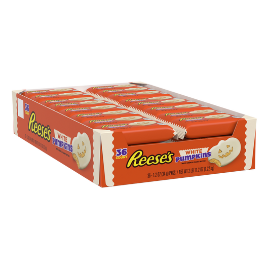 REESE'S White Creme Peanut Butter Pumpkins, Halloween Candy Packs, 1.2 oz (36 Count)