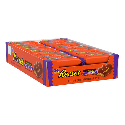 REESE'S Milk Chocolate Peanut Butter Pumpkins, Halloween Candy Packs, 1.2 oz (36 Count)