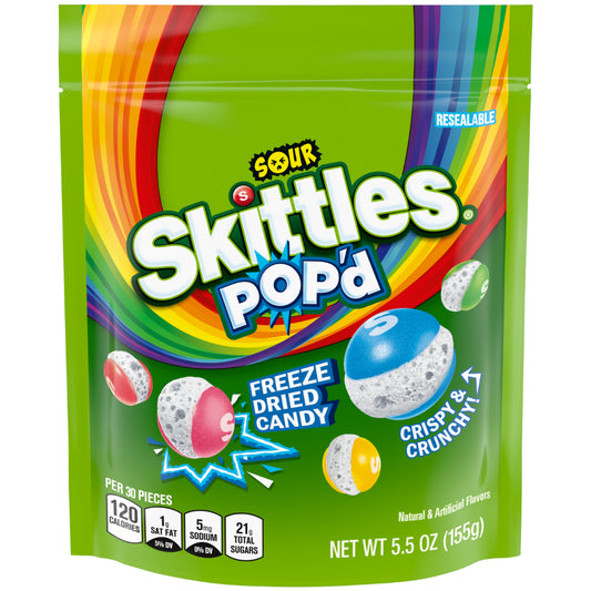 Skittles Sour Pop'd Freeze Dried Candy - 5.5oz - NEW ULTRA RARE - Pre Order - Official Release