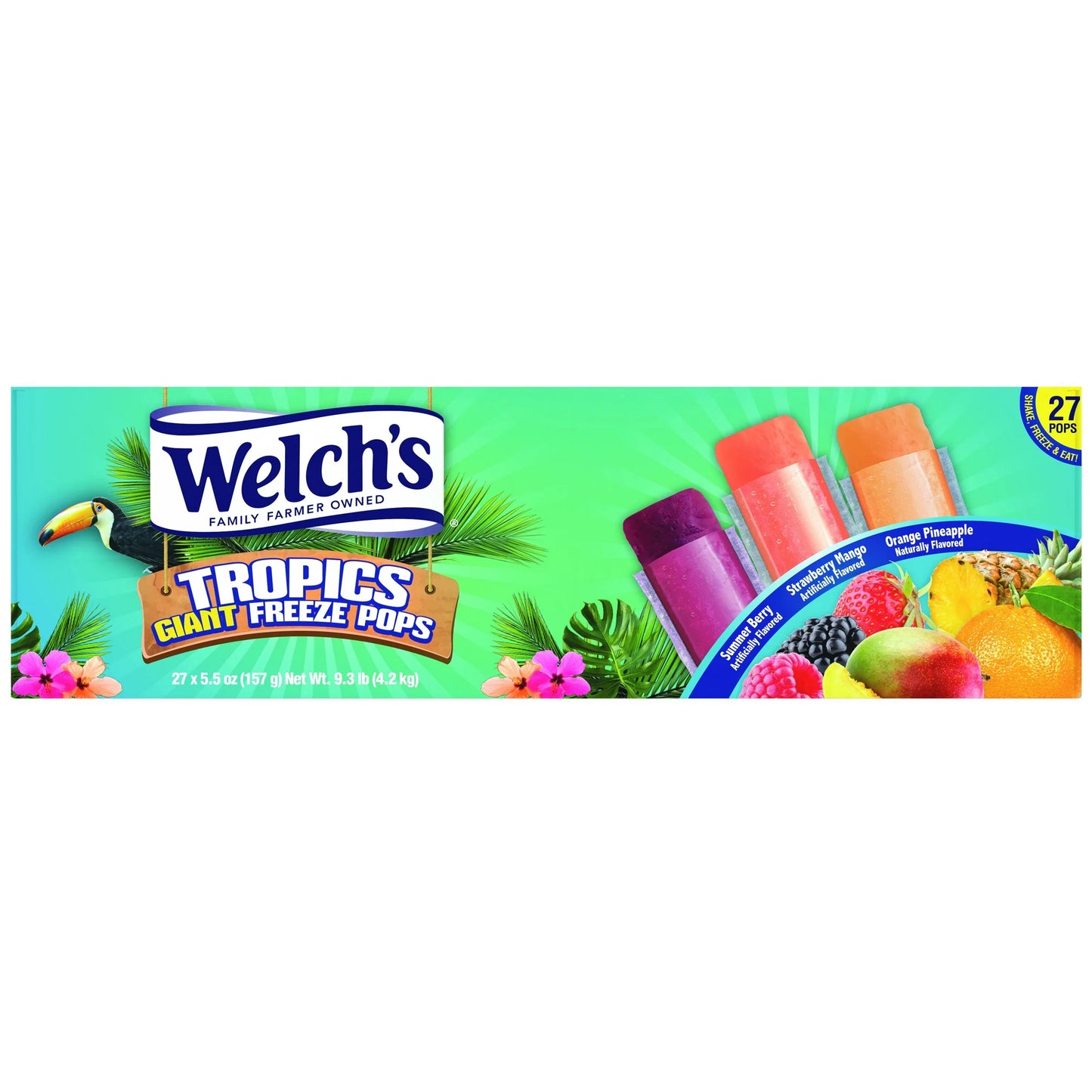 Welch's Tropics GIANT Freezer Ice Pops, 5.5 oz - 27 count