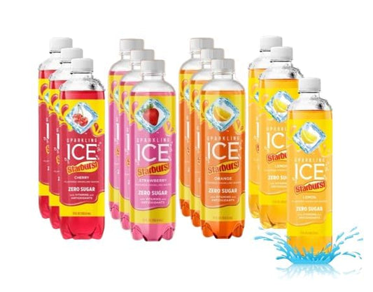 Sparkling ICE STARBURST Sparkling Water | 4 Flavor Variety Pack  - 17 Fl Oz - Pack Of 12