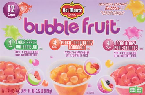 Del Monte Bubble Fruit Snacks - Popping Boba -  Variety Pack, 3.5 Oz - 12 Cups - Wholesale