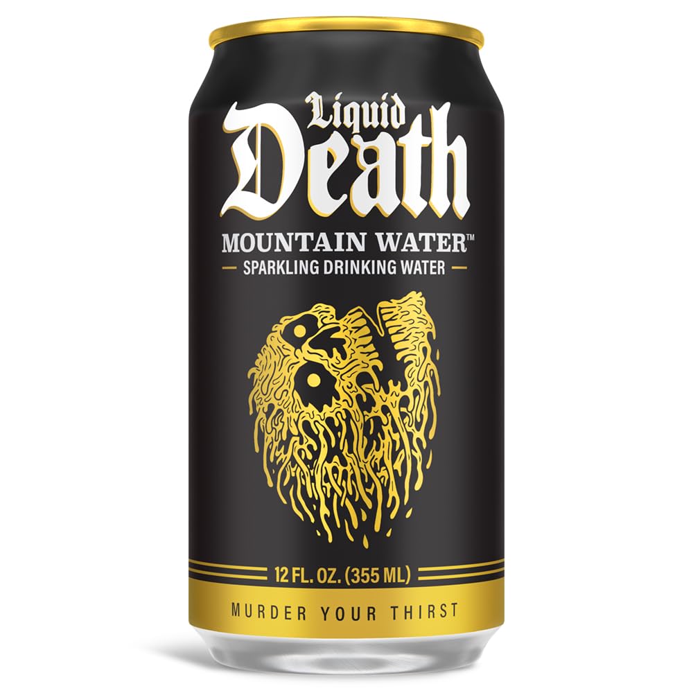 Liquid Death, Sparkling Mountain Water, Real Mountain Source, Natural Minerals & Electrolytes, 18-Pack (12oz Cans)