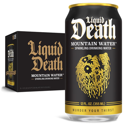 Liquid Death, Sparkling Mountain Water, Real Mountain Source, Natural Minerals & Electrolytes, 18-Pack (12oz Cans)