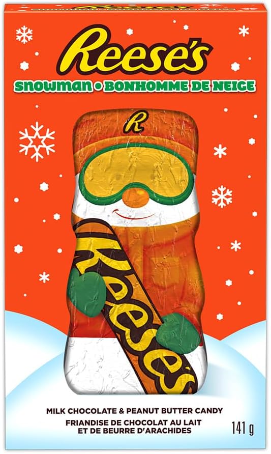 Reese's Milk Chocolate and Peanut Butter Snowman - Christmas Candy Stocking Stuffers, 141g