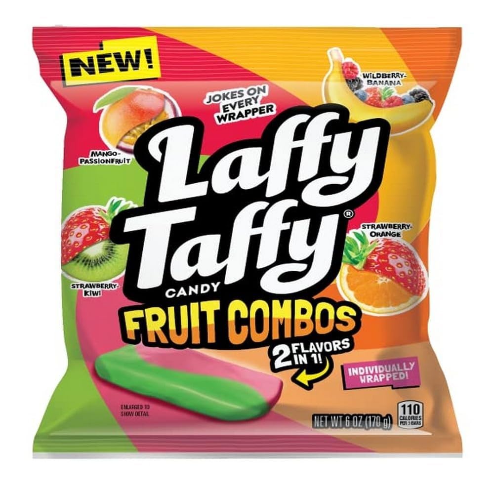 Laffy Taffy Candy, Fruit Combos, Individually Wrapped Mini Bars, 6 Ounce