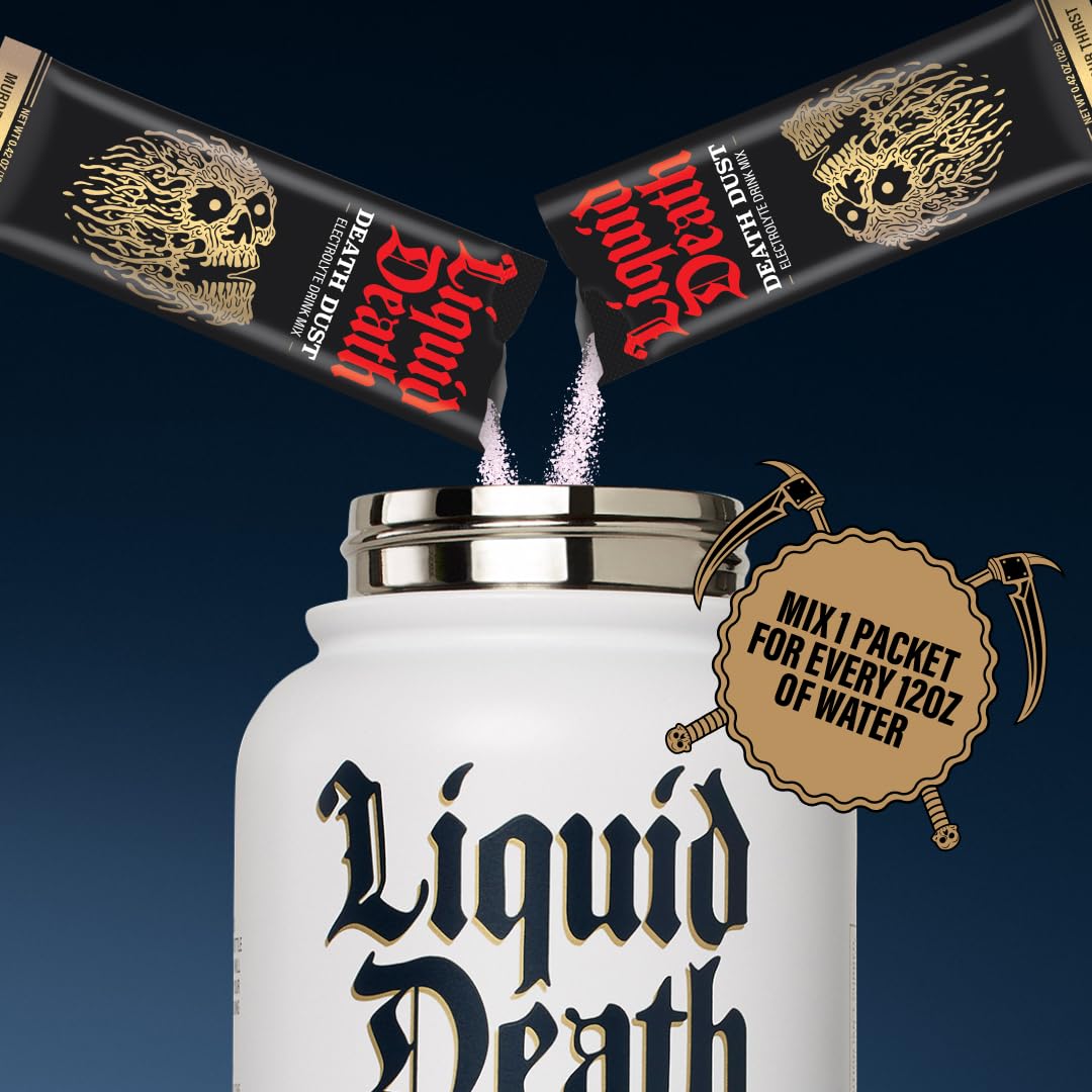 Liquid Death Electrolyte Death Dust - Hydration Powder Packets - 3 Flavors - 12-Stick Variety Pack - Mix 1 Stick with 12 oz Water