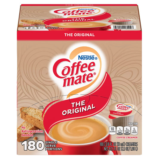 Nestle Coffee Mate Carnation Coffee Creamer Half and Half, No Refrigeration, Made with Real Dairy, Box of 180