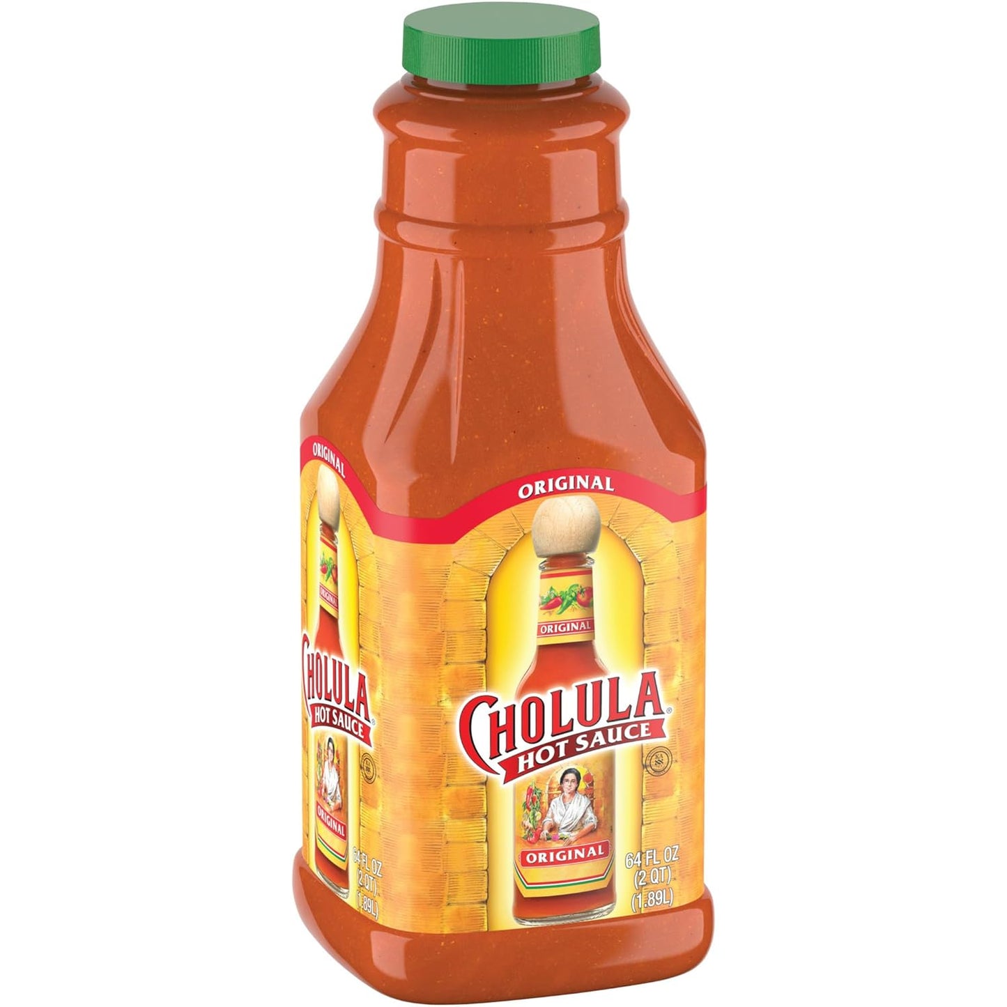 Cholula Original Hot Sauce, 64 fl oz - One 64 Fluid Ounce Bulk Container of Hot Sauce with Mexican Peppers and Signature Spice Blend, Perfect with Tacos, Eggs, Wings, Chicken and More