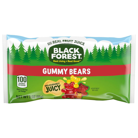 Black Forest Gummy Bears Candy, Made With Real Fruit Juice 3 Ounce Pouches (Pack of 12)