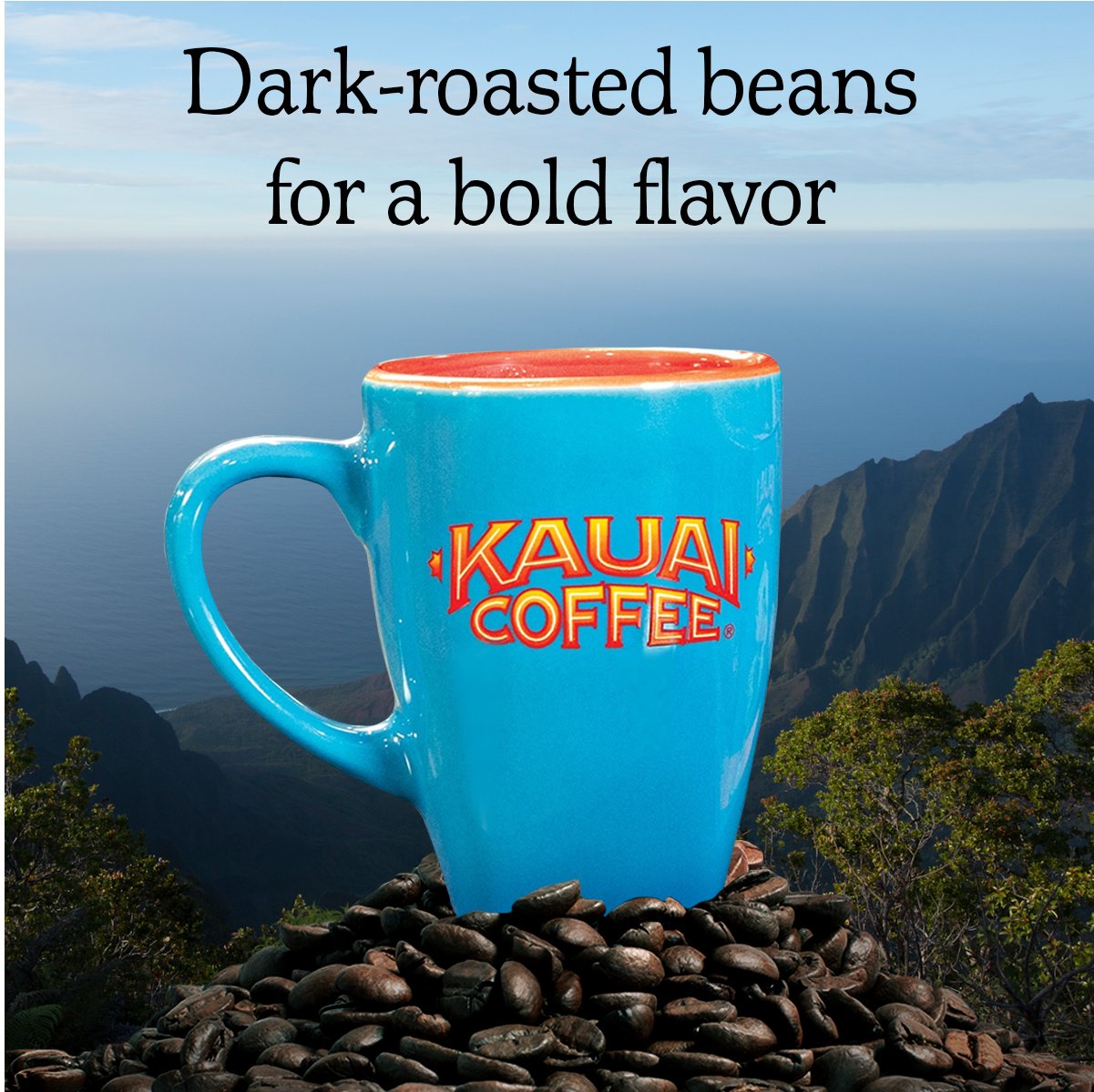 Kauai Coffee Na Pali Coast Dark Roast - Compatible with Keurig Pods K-Cup Brewers (1 Pack of 12 Single-Serve Cups)