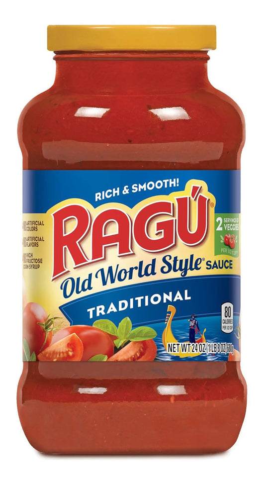 Ragu Old World Style Traditional Pasta Sauce, Made with Olive Oil, 24 oz - Wholesale Case 12 Pack