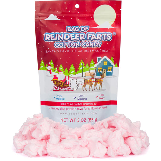 Bag Of Reindeer Farts Cotton Candy Funny Unique Christmas Stocking Stuffer Present For Kids Adults Boys Girls Men Women Teens Teachers White Elephant Office Party Fun Unique Holiday Surprise