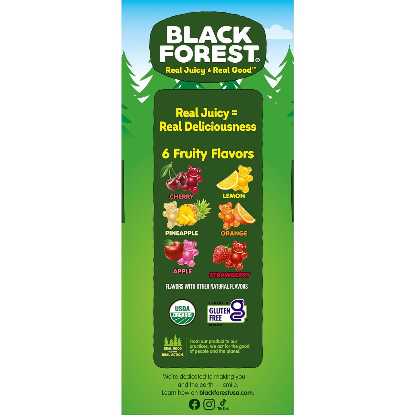 Black Forest Organic Gummy Bears Candy, Made with Real Fruit Juice  - 0.8 Ounce Pouches (65 Count)