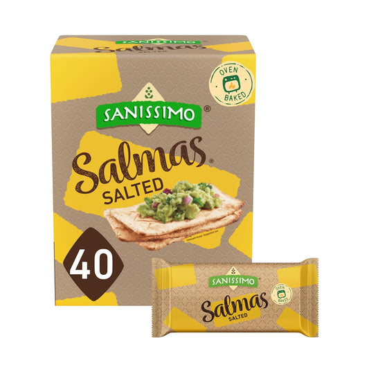 Sanissimo Salmas Salted, 40 packs of 3 Crackers, Oven Baked Corn Crackers, Gluten Free, Non GMO, Kosher Certified