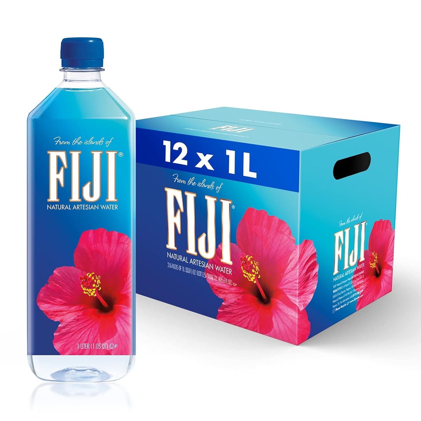 FIJI Natural Artesian Bottled Water 1 Liter / Pack of 12