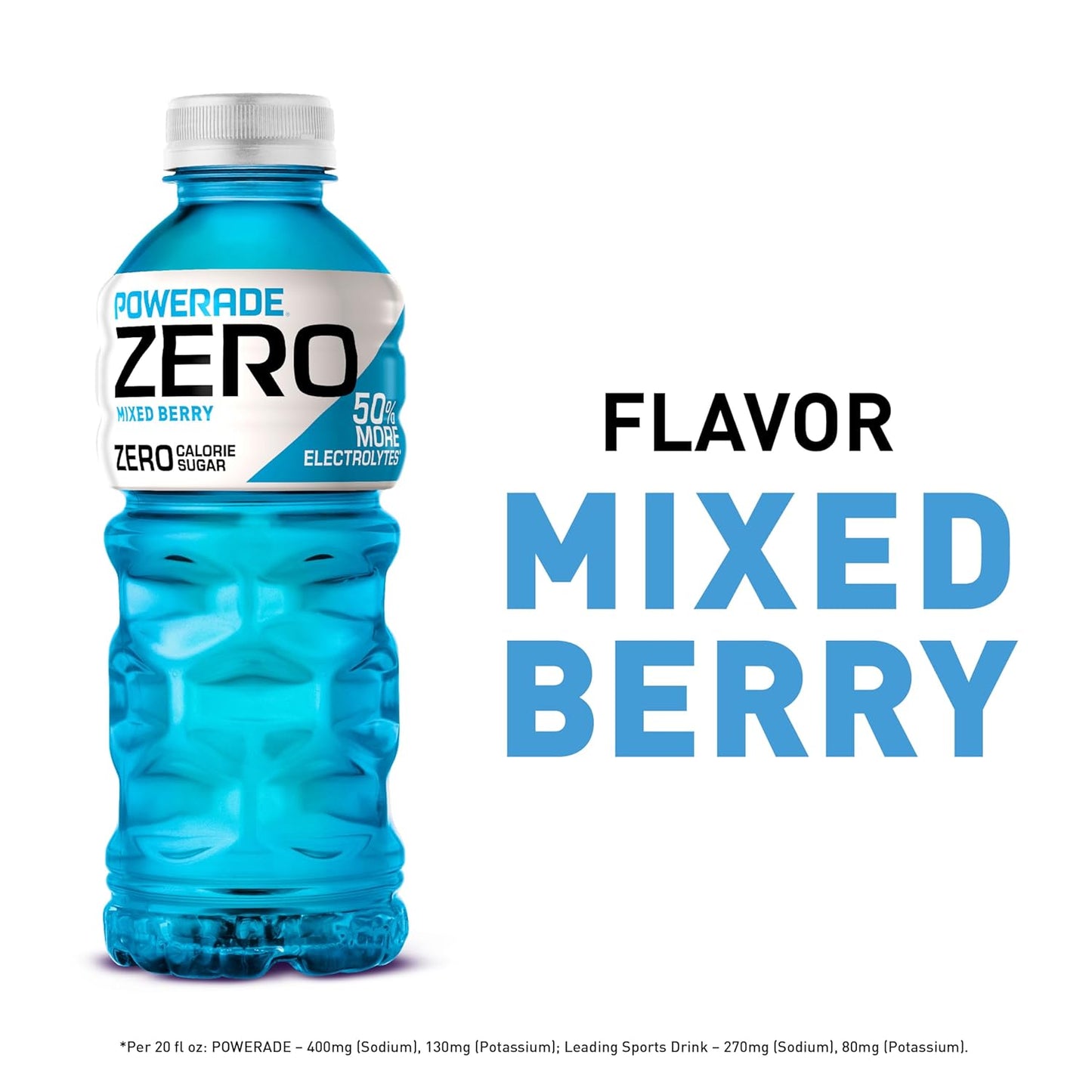 POWERADE Electrolyte Enhanced Zero Sugar Mixed Berry Sports Drink - 20 Ounce - Case of 24