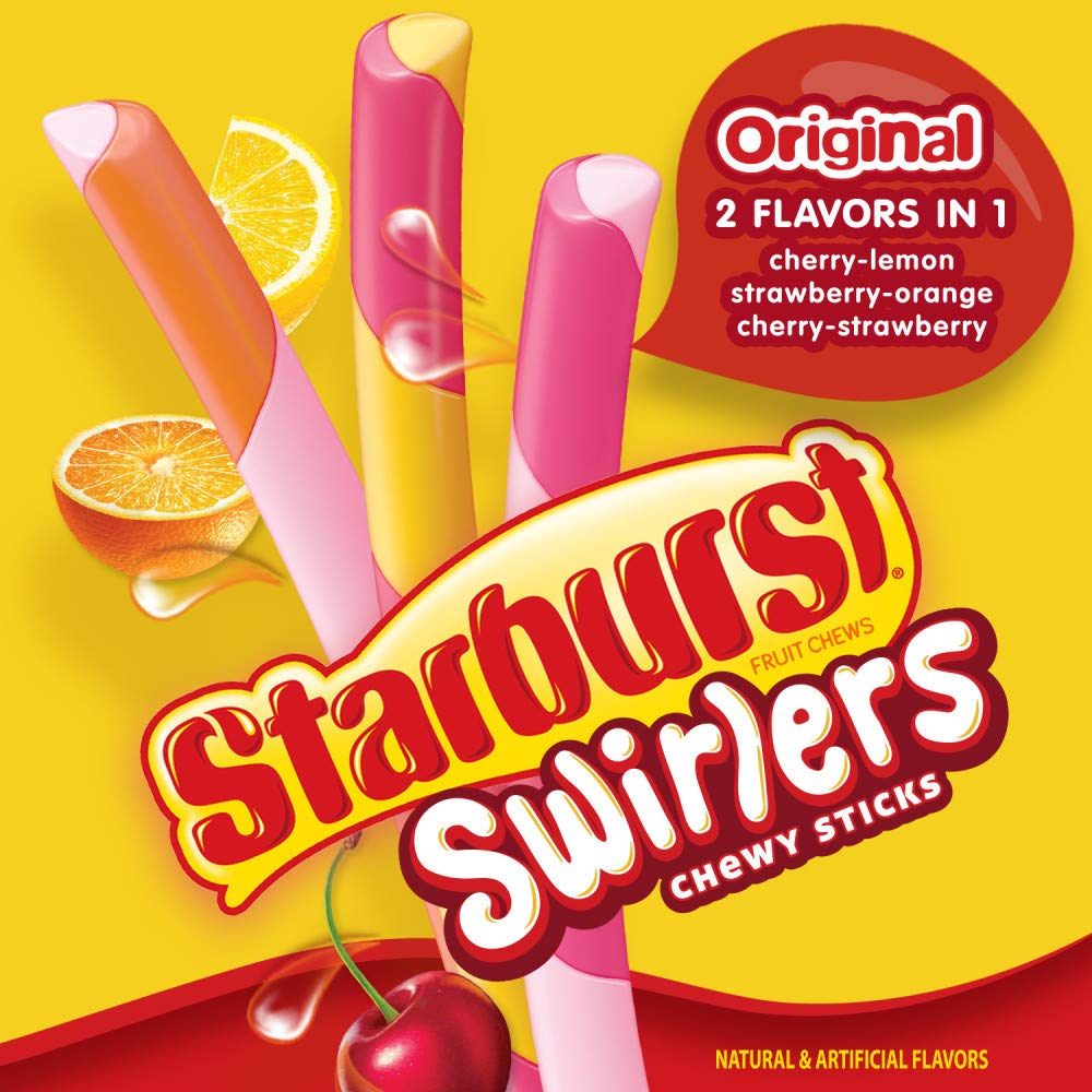 STARBURST Swirlers Sticks Chewy Candy, Share Size, 2.96 oz. Bag (Pack of 10)