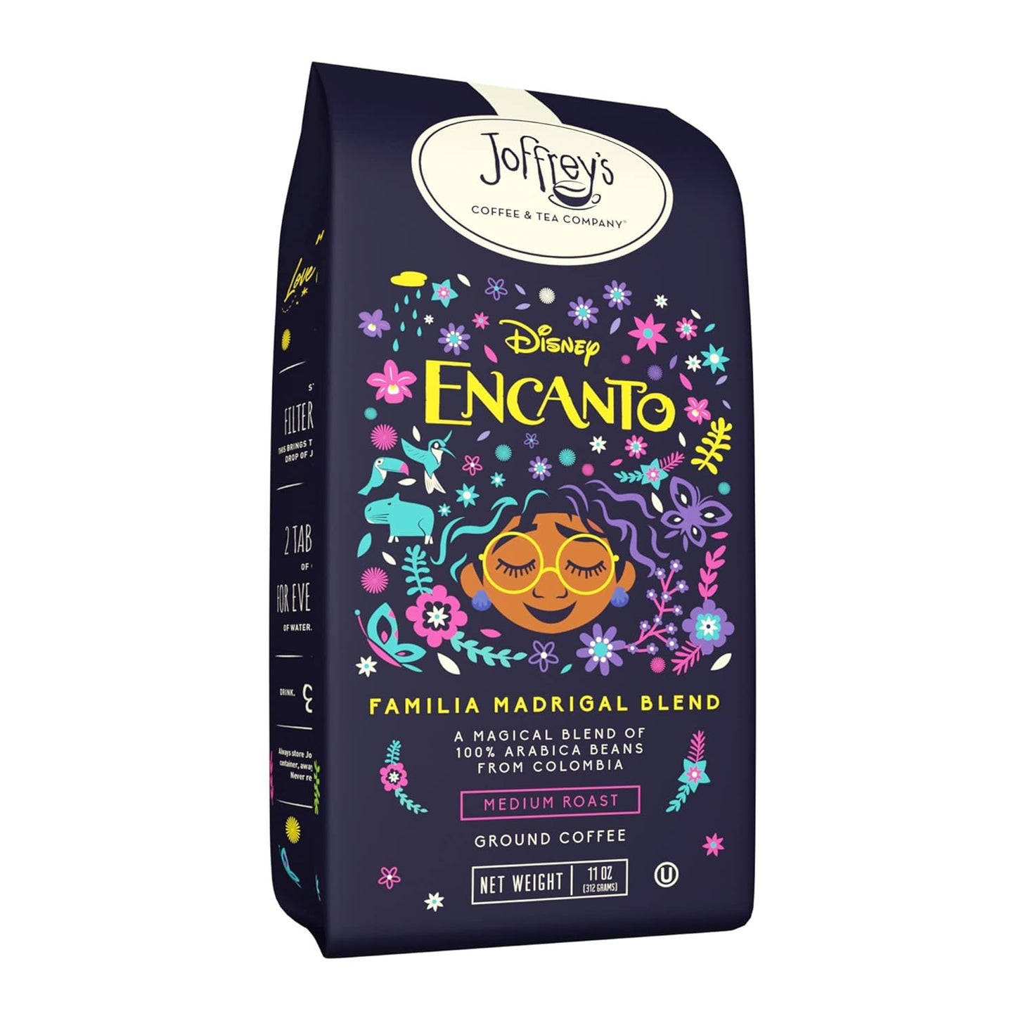 Joffrey's Coffee - Disney Encanto Familia Madrigal Blend, Disney Specialty Coffee Collection, Artisan Medium Roast Coffee, 100% Arabica Beans, Brew or French Press (Ground, 11 oz)