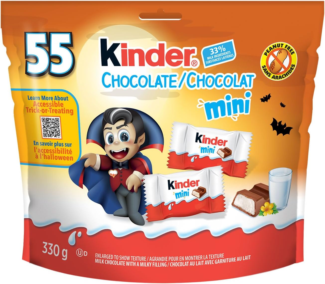 KINDER CHOCOLATE Mini Halloween Candy, 55 Individually Wrapped Milk Chocolates