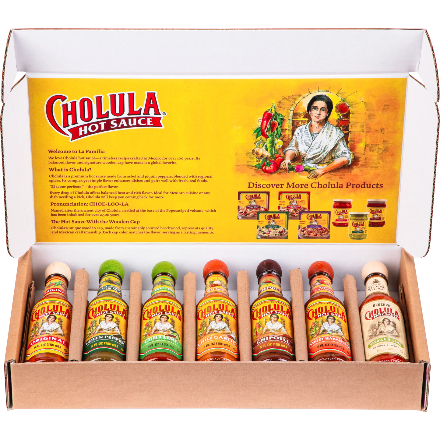 Cholula Variety Pack - 7-Count (Original, Green Pepper, Chili Lime, Chili Garlic, Chipotle, Sweet Habanero, Reserva)