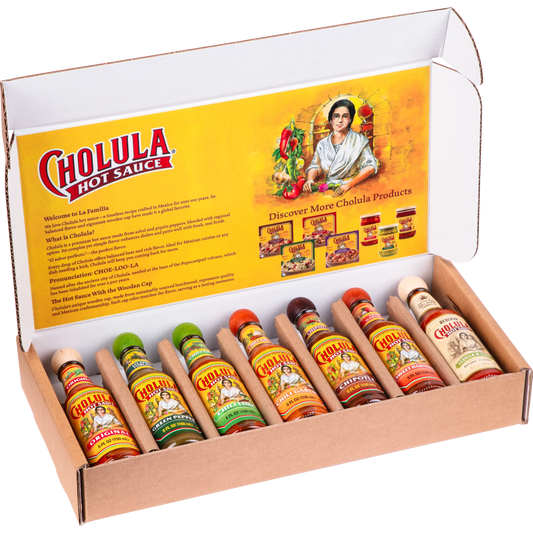 Cholula Variety Pack - 7-Count (Original, Green Pepper, Chili Lime, Chili Garlic, Chipotle, Sweet Habanero, Reserva)