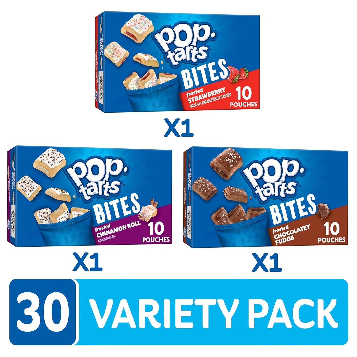 Pop-Tarts Baked Pastry Bites Variety Pack (3 Boxes, 30 Pouches)