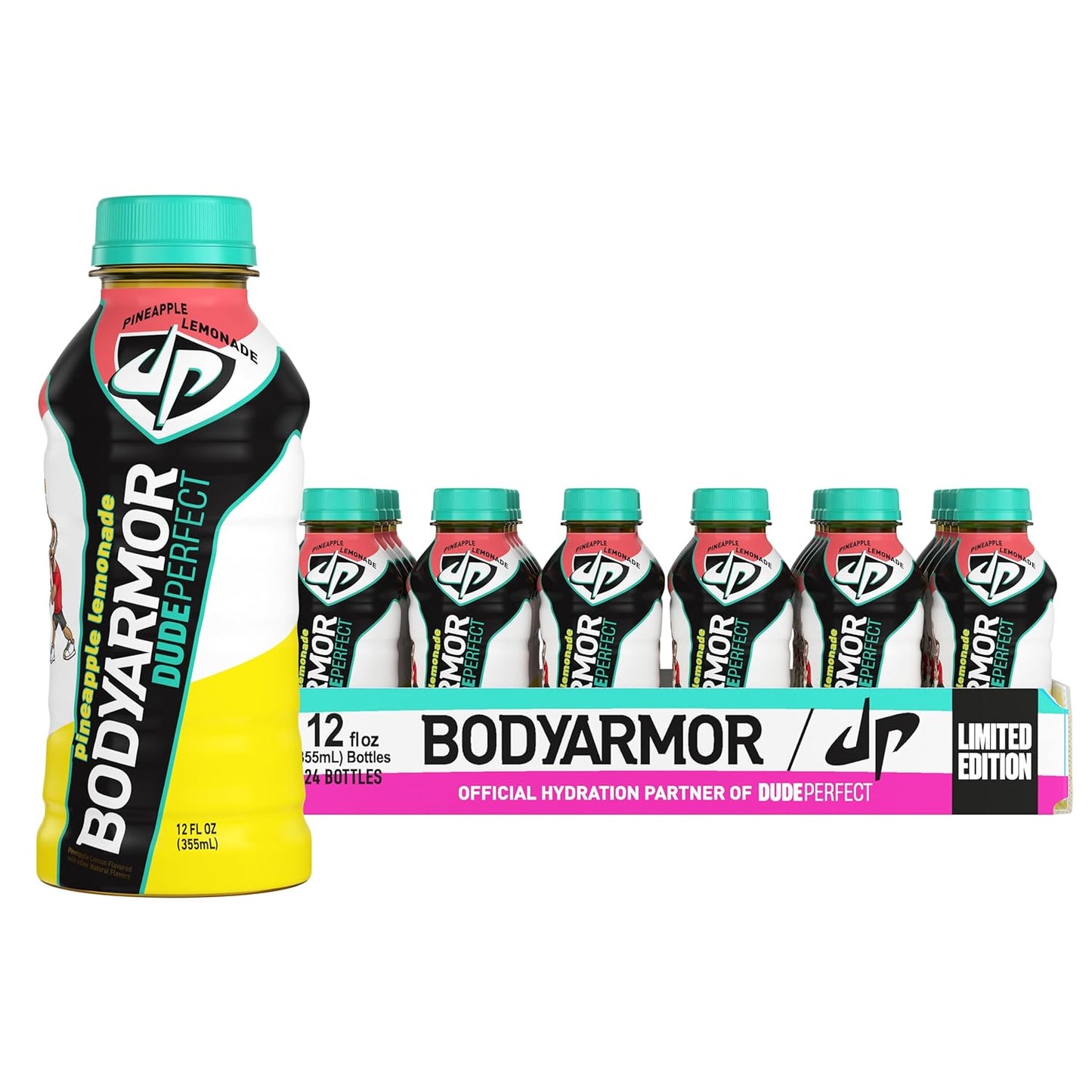 BODYARMOR Sports Drink Dude Perfect Pineapple Lemonade, 12 fl oz, 12 Pack - Wholesale Case