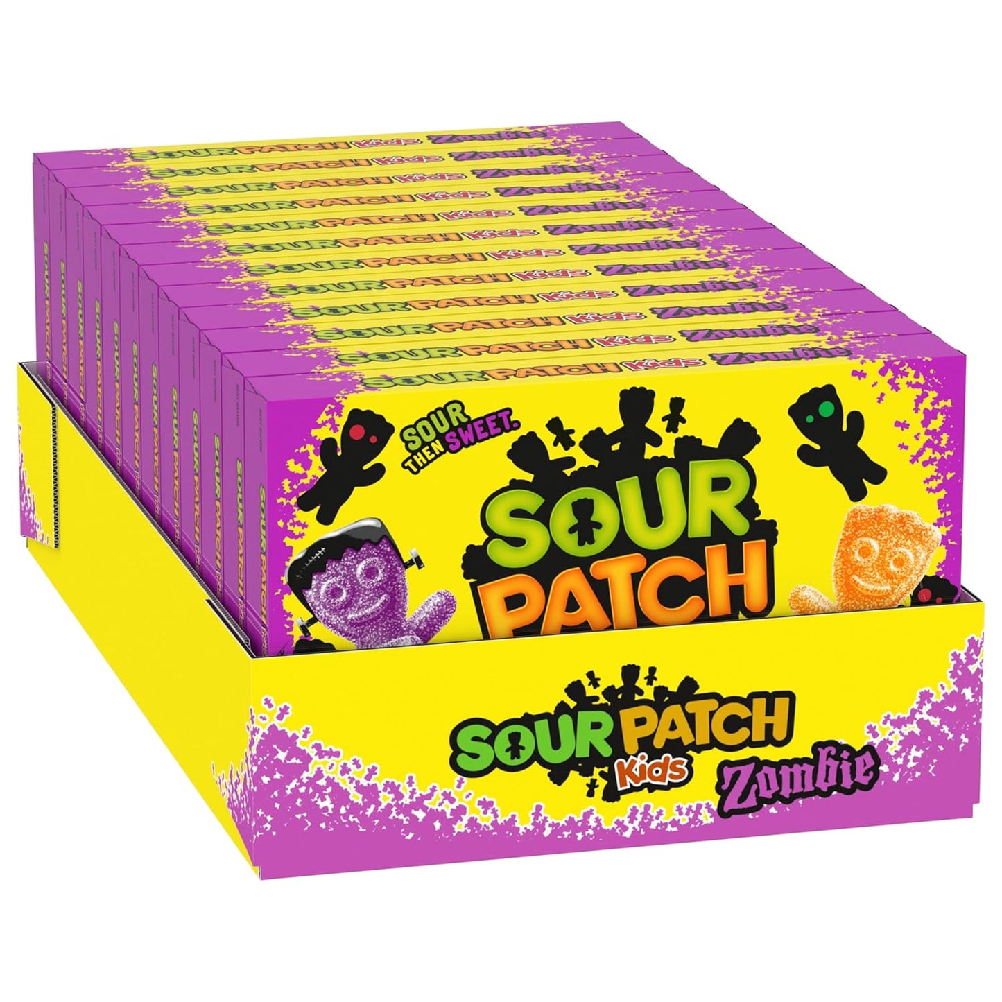 SOUR PATCH KIDS Zombie Orange & Purple Soft & Chewy Halloween Candy, 12 - 3.5 oz Trick or Treat Boxes Wholesale Case