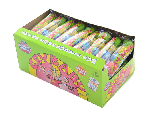 Cry Baby Sours Extra Sour Bubble Gum - 4 -Ball Tube