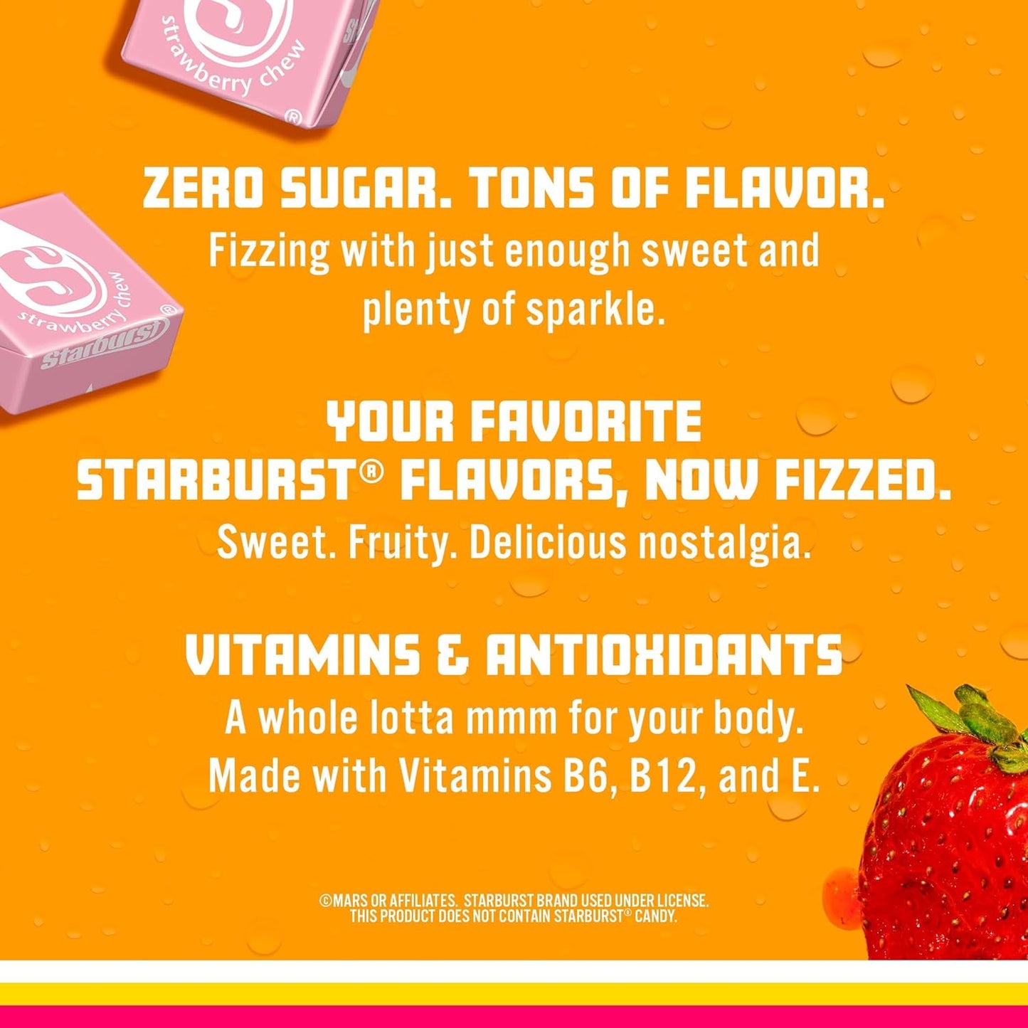 Sparkling Ice STARBURST Strawberry, Zero Sugar Flavored Sparkling Water, with Vitamins and Antioxidants, Low Calorie Beverage, 17 fl oz Bottles (Pack of 12)