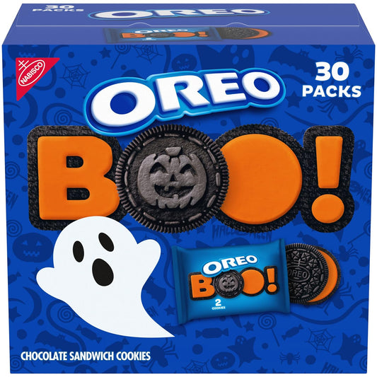 OREO Orange Creme Chocolate Sandwich Cookies, Halloween Cookies, 30 Snack Packs (2 Cookies Per Pack)