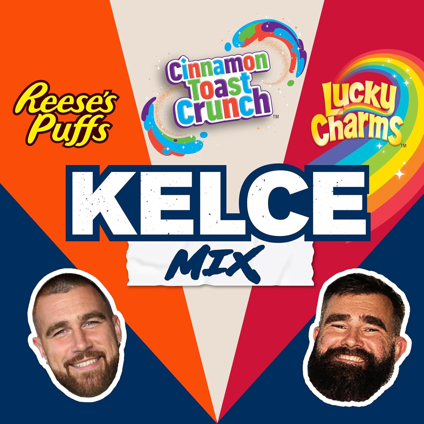 Kelce Mix Breakfast Cereal, REESE'S PUFFS, Cinnamon Toast Crunch, and Lucky Charms Cereals - LIMITED EDITION - ULTRA RARE