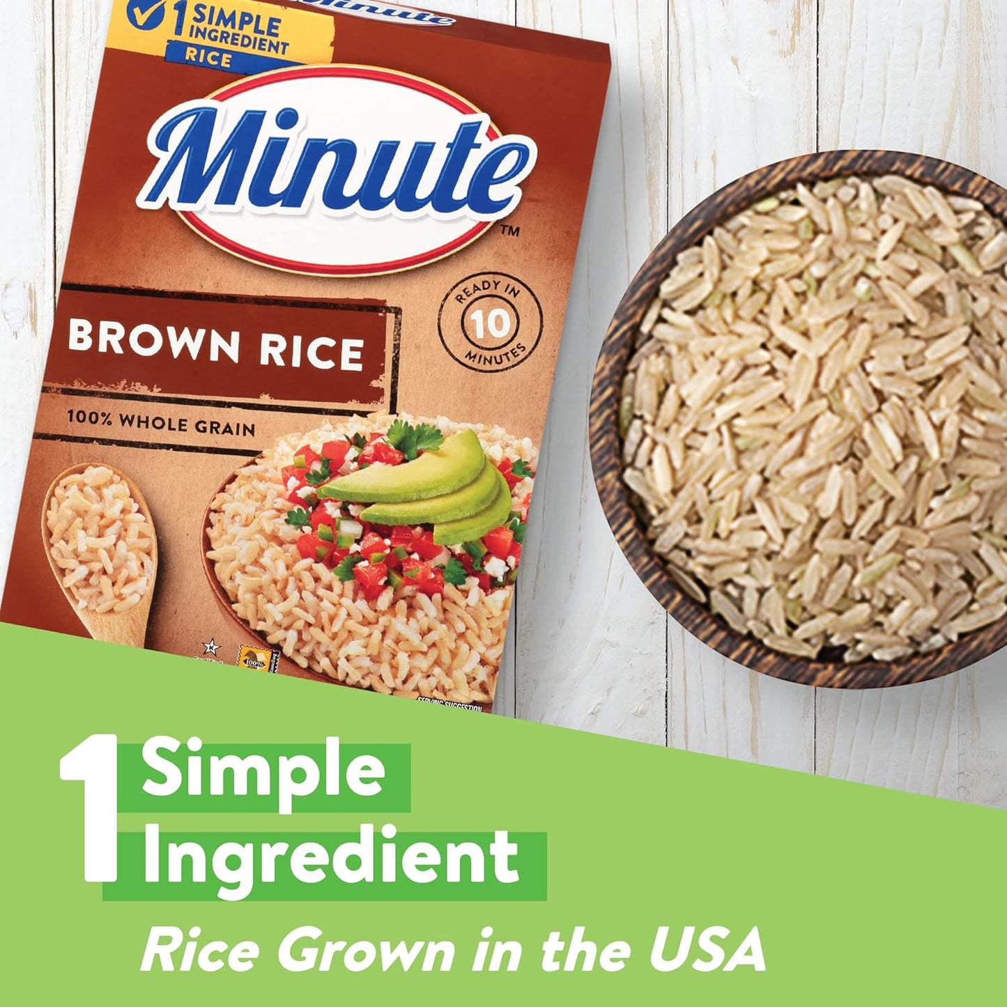 Minute Instant Brown Rice, Whole Grain, Gluten Free, Non-GMO, 14 Ounce Box
