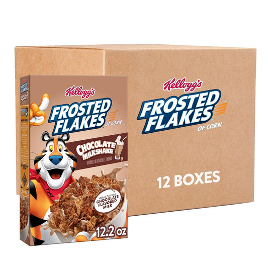 Kellogg's Frosted Flakes Breakfast Cereal, Chocolate Milkshake (12 Boxes) RARE - TAX FREE