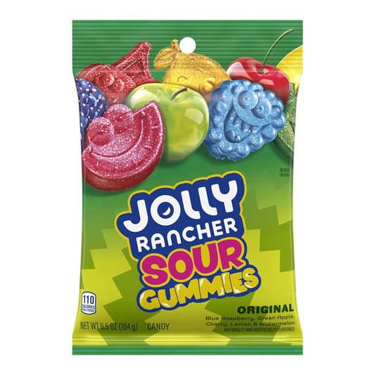 JOLLY RANCHER Gummies Sours Assorted Fruit Flavored Candy Bag, 6.5 oz