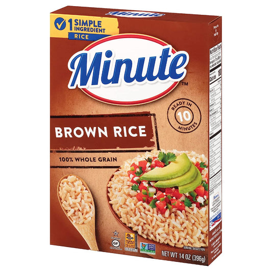 Minute Instant Brown Rice, Whole Grain, Gluten Free, Non-GMO, 14 Ounce Box