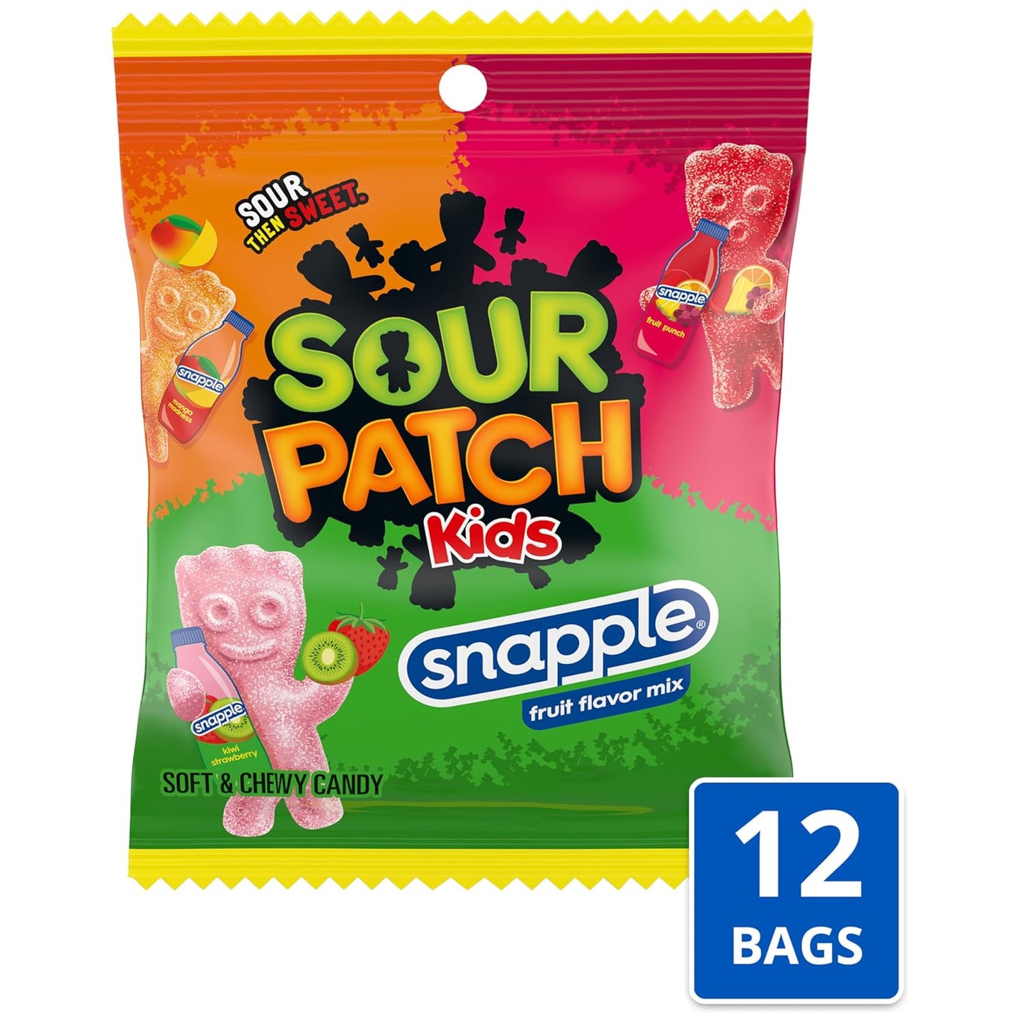 SOUR PATCH KIDS Snapple Soft & Chewy Candy, 12 ct -3.61 oz